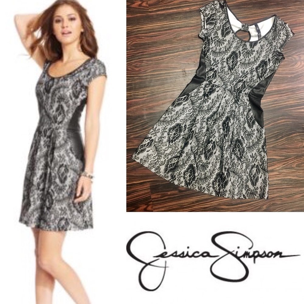 POCKETS!!!Jessica Simpson lace/faux leather dress
